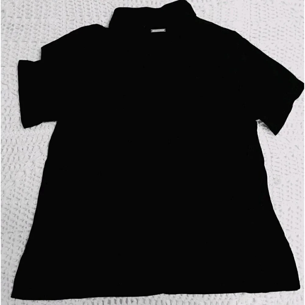 MICHAEL Michael Kors Women's L Black Snap Closure Classic Polo Short Sleeve